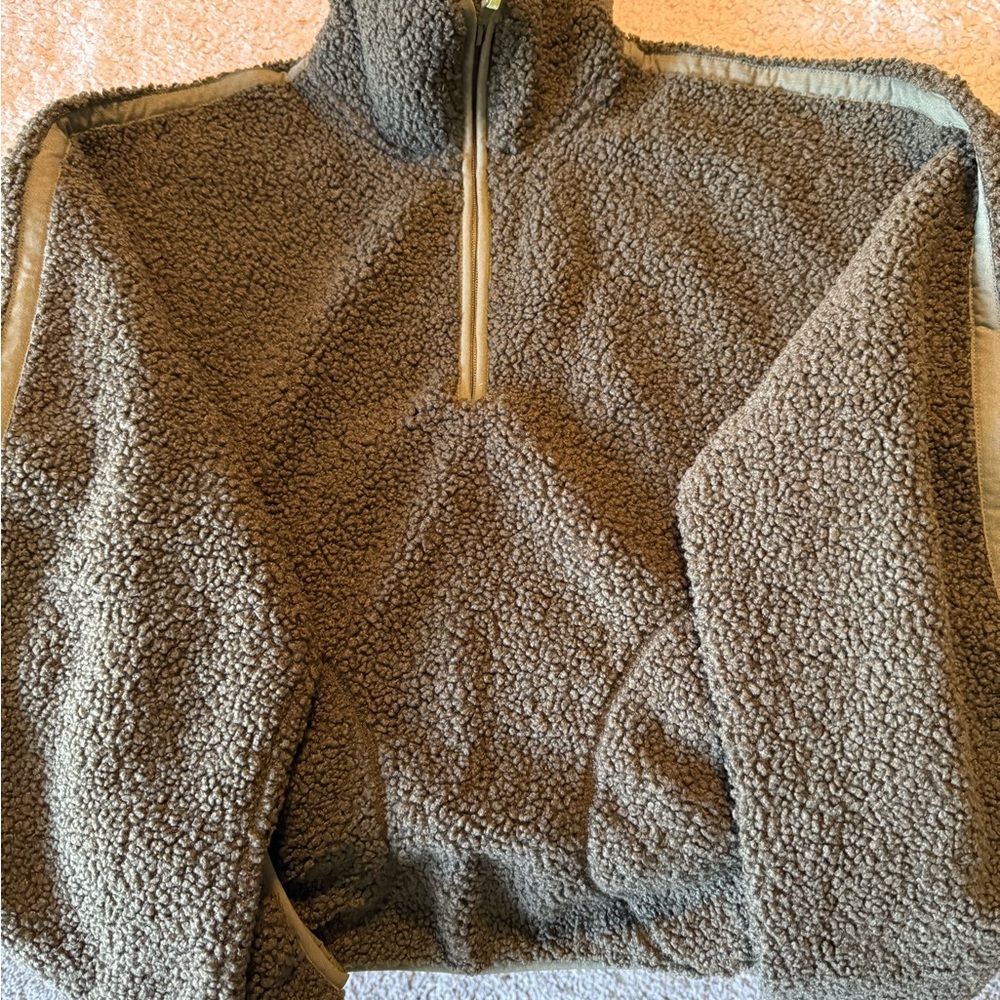 Cozy Olive Green Sherpa Pullover